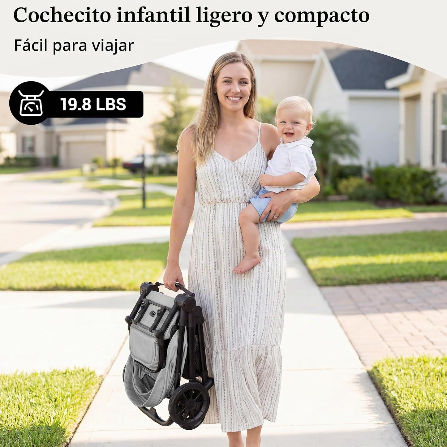 TALENBEEN Cochecito de bebé ligero de alta visión, plegable con una...