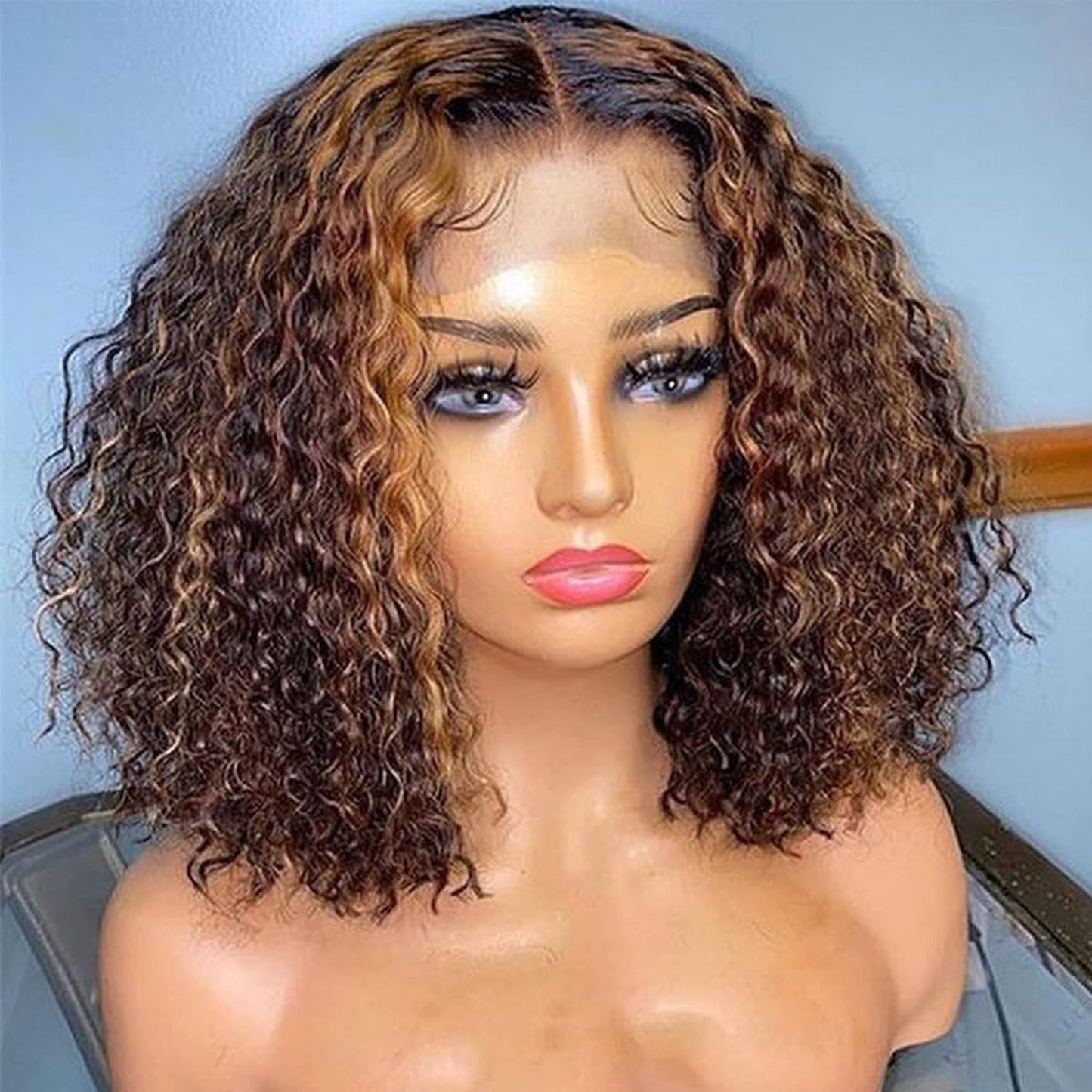 Venice Pelucas de cabello humano virgen rizado con encaje frontal d...