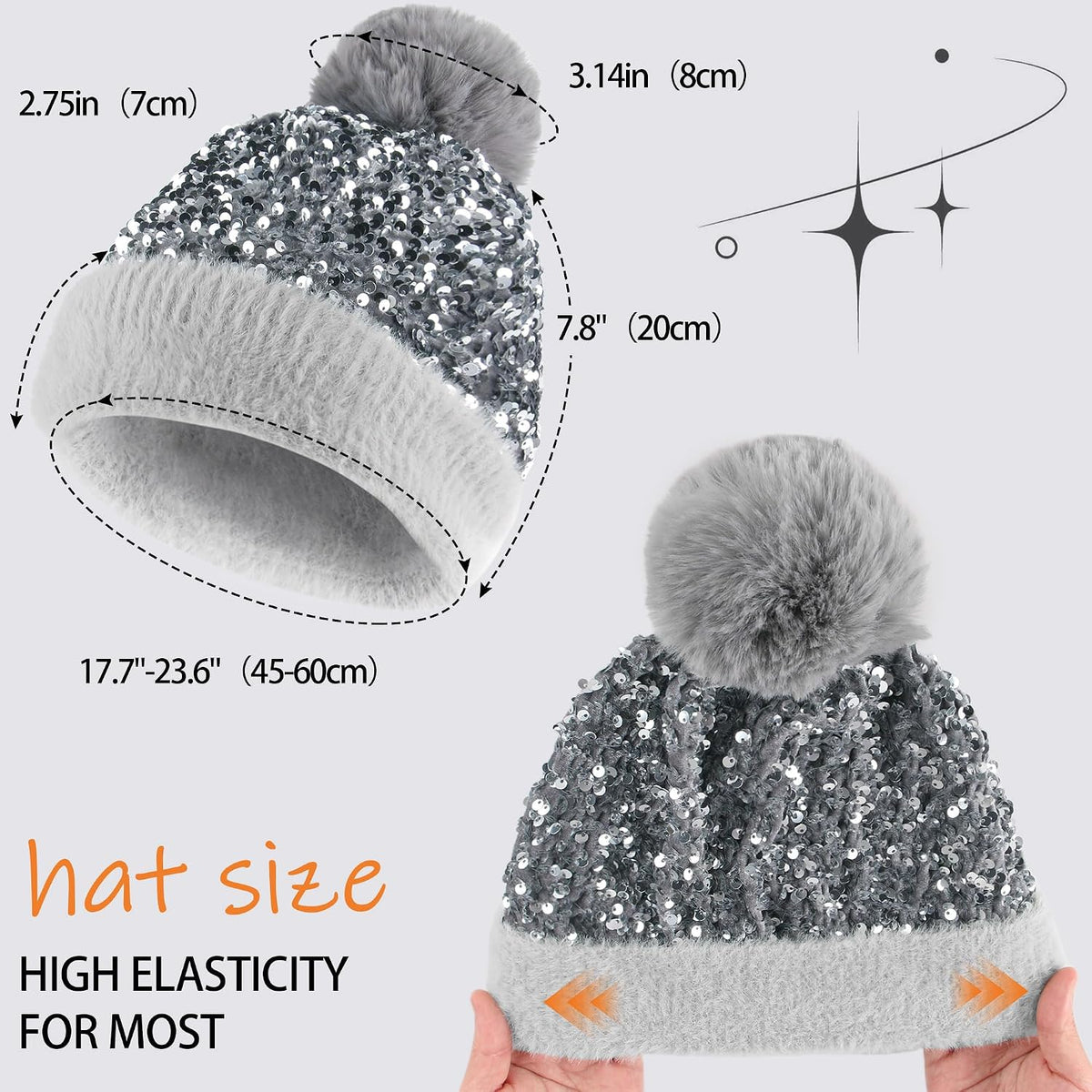 Babalet Gorro de invierno para mujer, de terciopelo, con lentejuela...