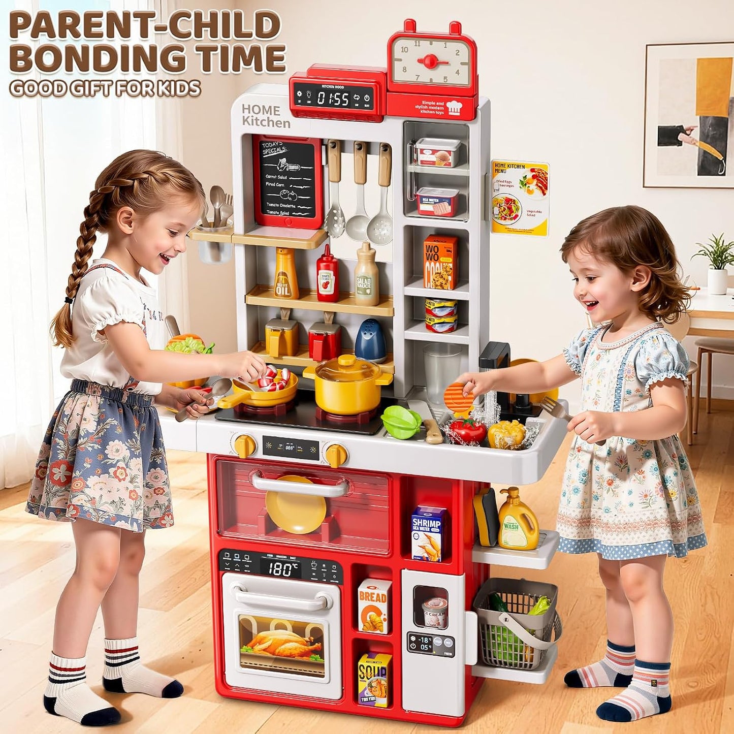 KIZONLY Juego de cocina para niños, juego de cocina de 88 piezas pa...