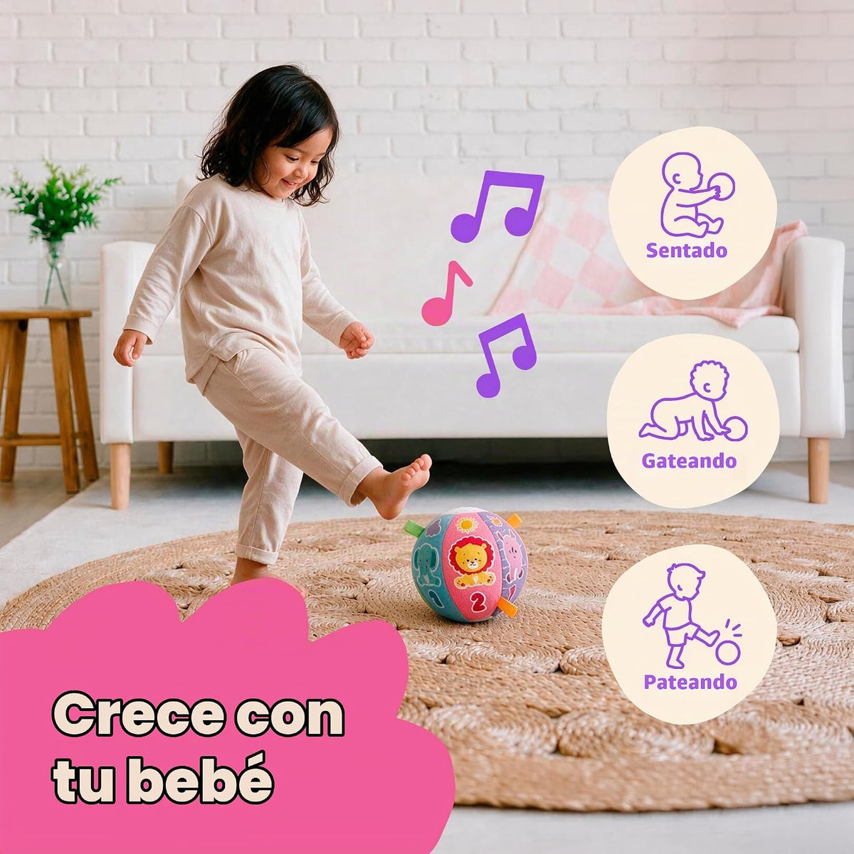 Move2Play, Pelota de bebé hilarantemente interactiva con música y e...