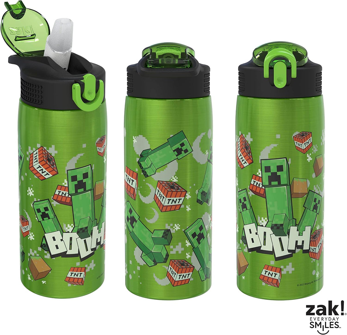 Zak Designs Botella de agua Minecraft para viajes y para el hogar,...