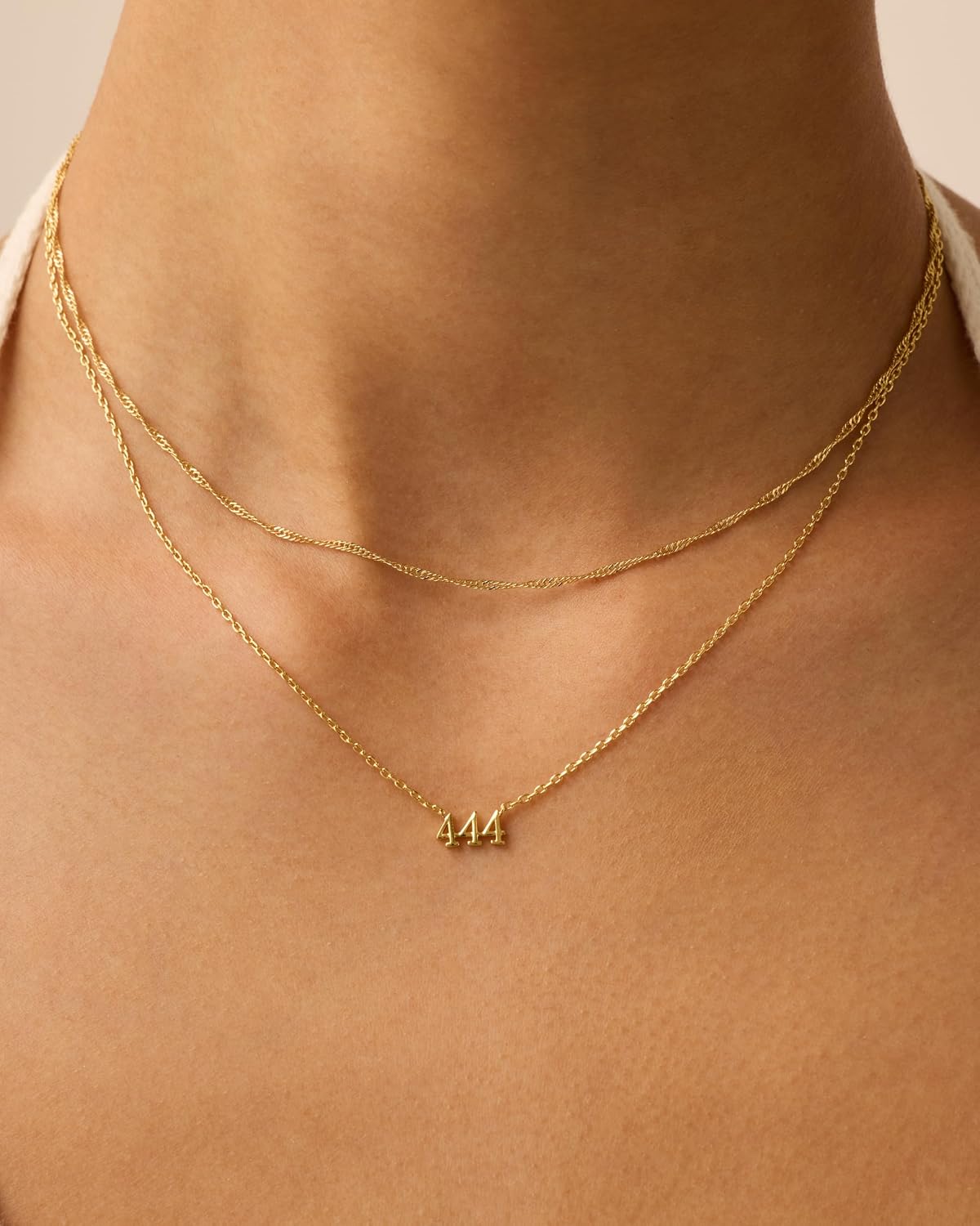 PAVOI - Collar con colgante de número de ángel chapado en oro de 14...