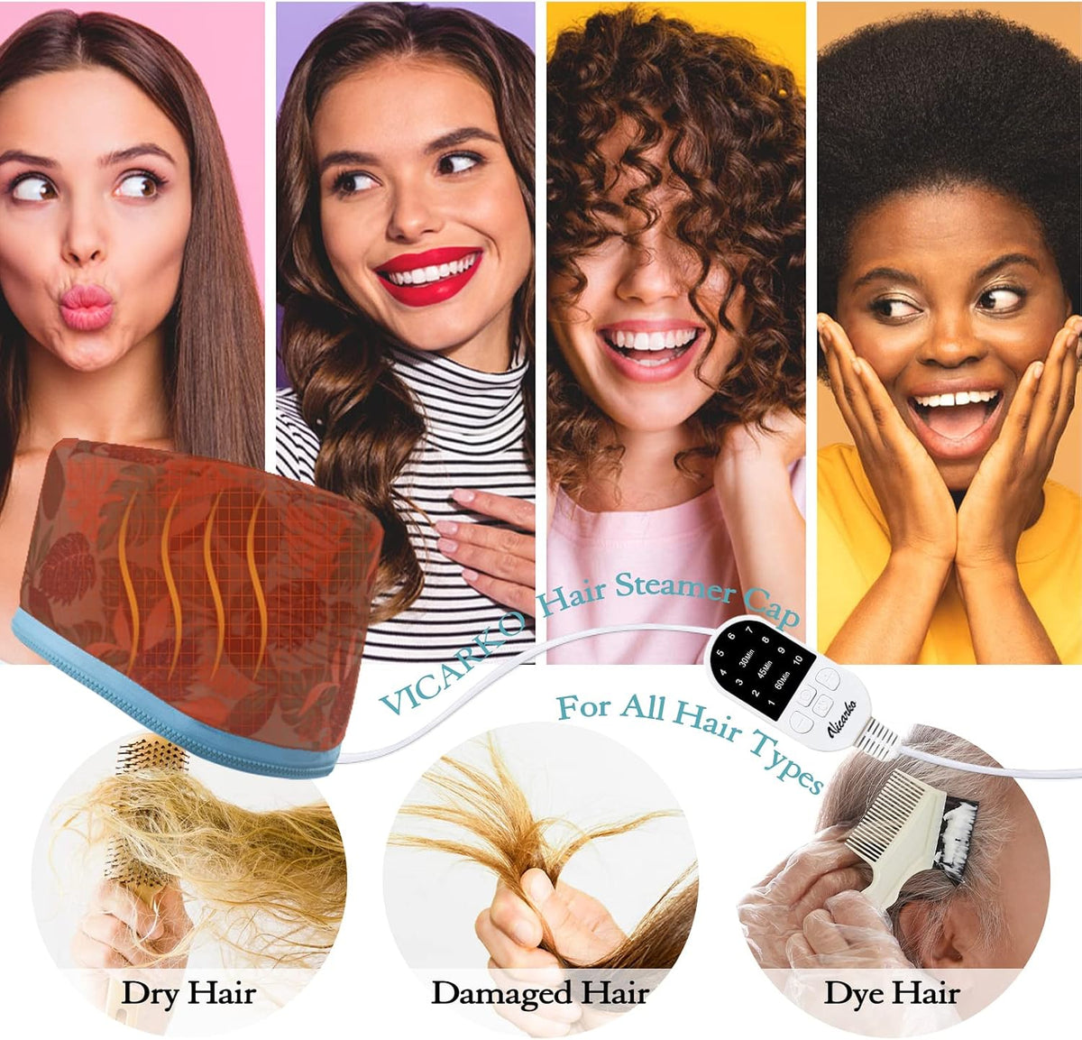 VICARKO - Vaporizador para cabello para acondicionamiento profundo,...