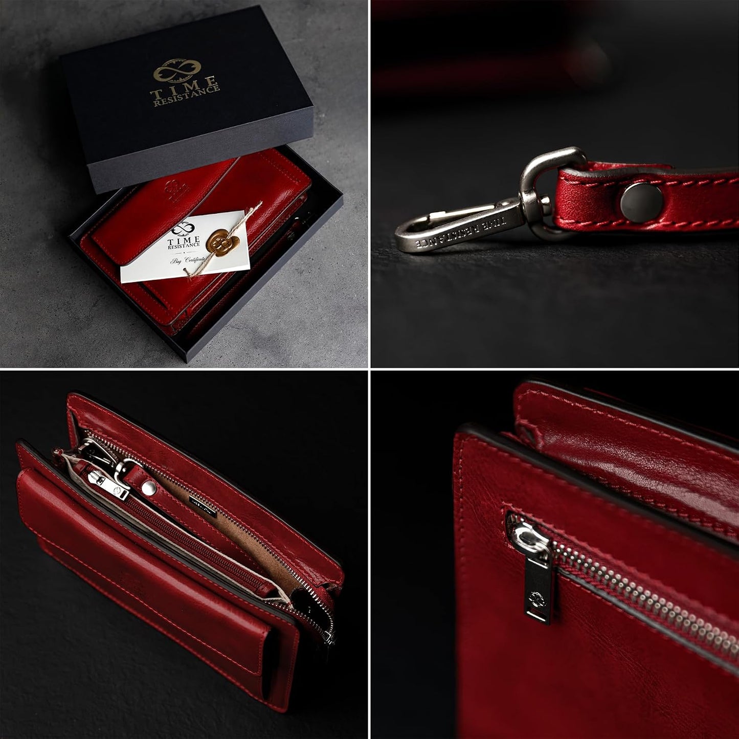 Time Resistance Bolso de mano de cuero para hombre, organizador de...