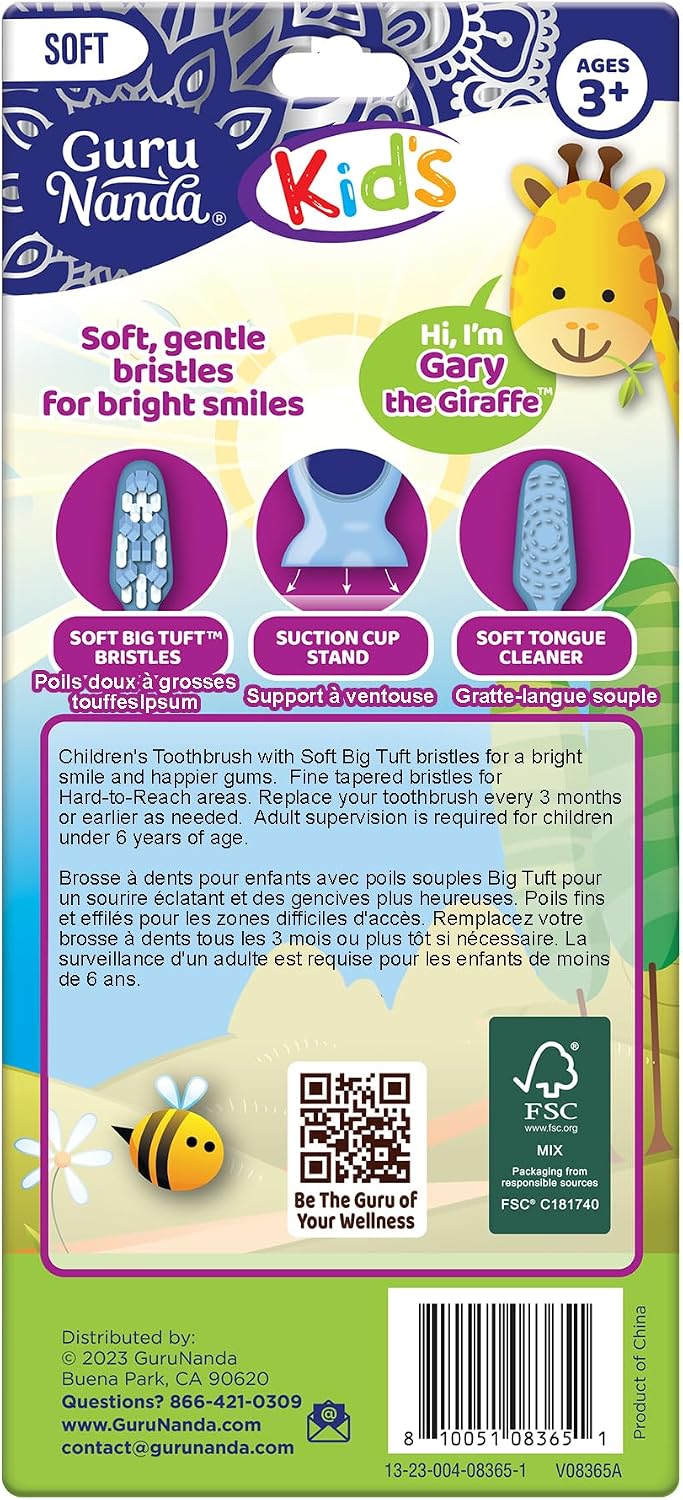 GuruNanda Cepillo de dientes para niños con ventosa y divertidos di...