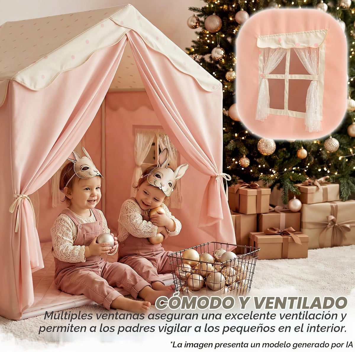Tienda de campaña de juegos para niños con doble puerta castillo de...