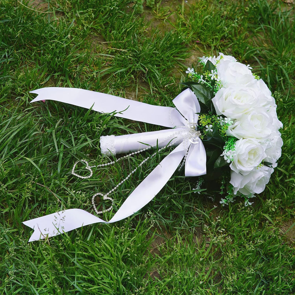 Ramos artificiales para novia y dama de honor, flor blanca nupcial...