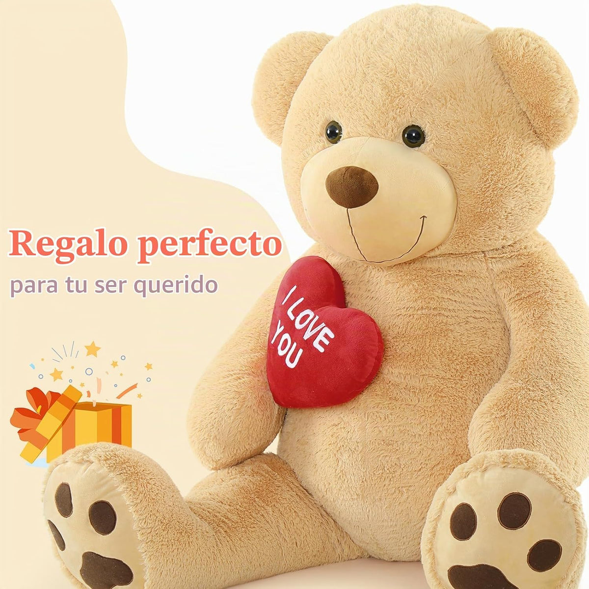BENINY Oso de Peluche Gigante de Corazón Rojo de 6 pies, Animales d...