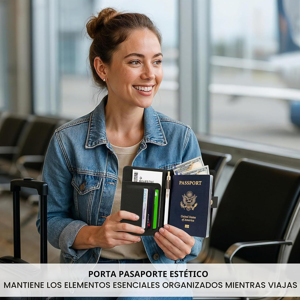 Hermoso soporte para pasaporte para viajes, bonita funda con soport...