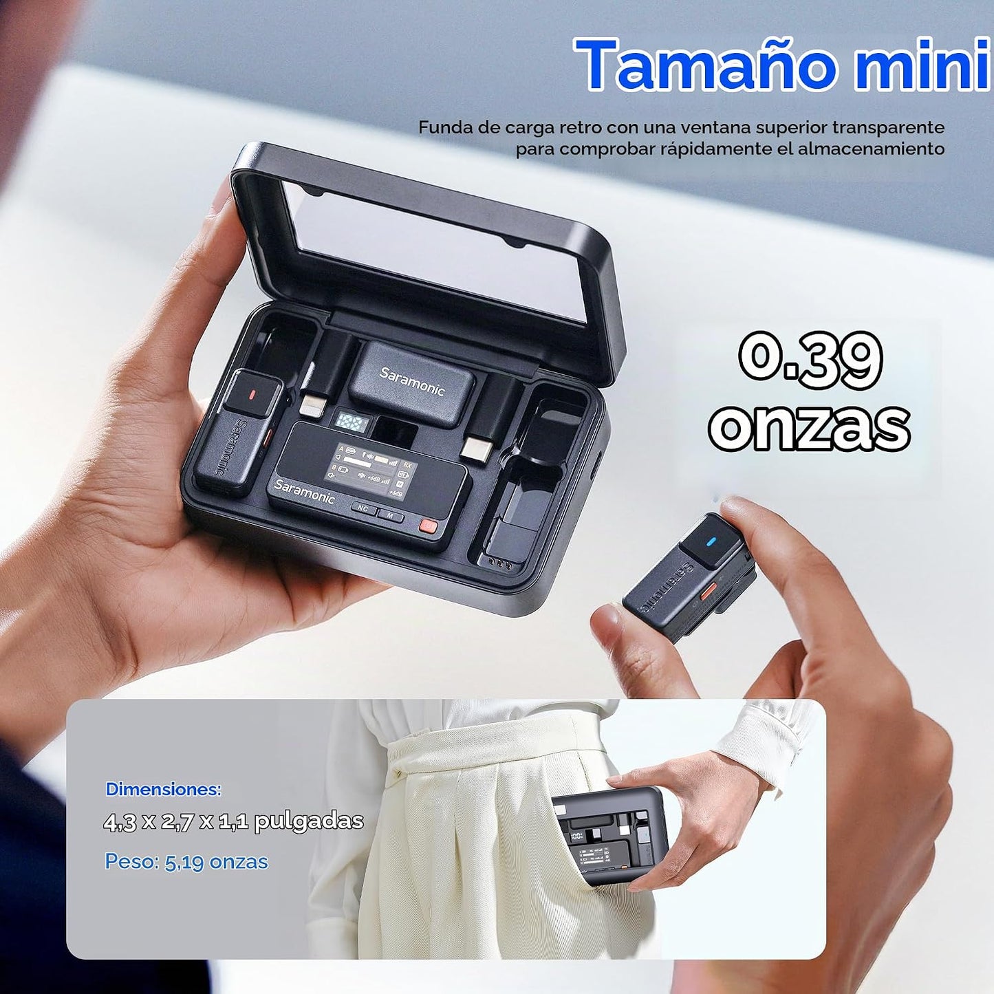Saramonic Micrófonos Lavalier inalámbricos de aire para iPhone\/cám...