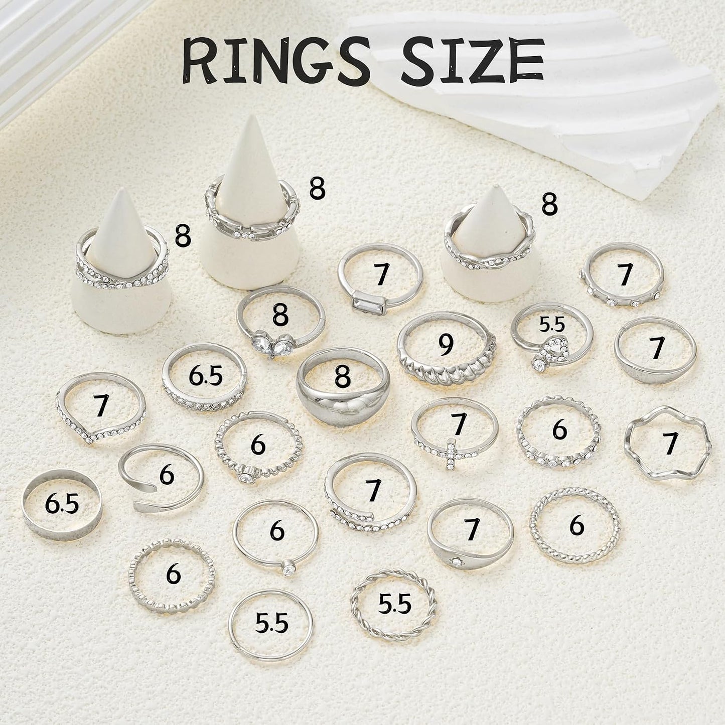 FAXHION Juego de 25 anillos apilables de oro para mujer, anillo de...