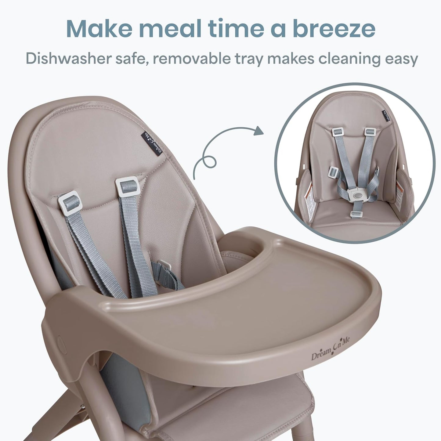 Dream On Me Chomper Champ - Silla alta 2 en 1 en gris nube