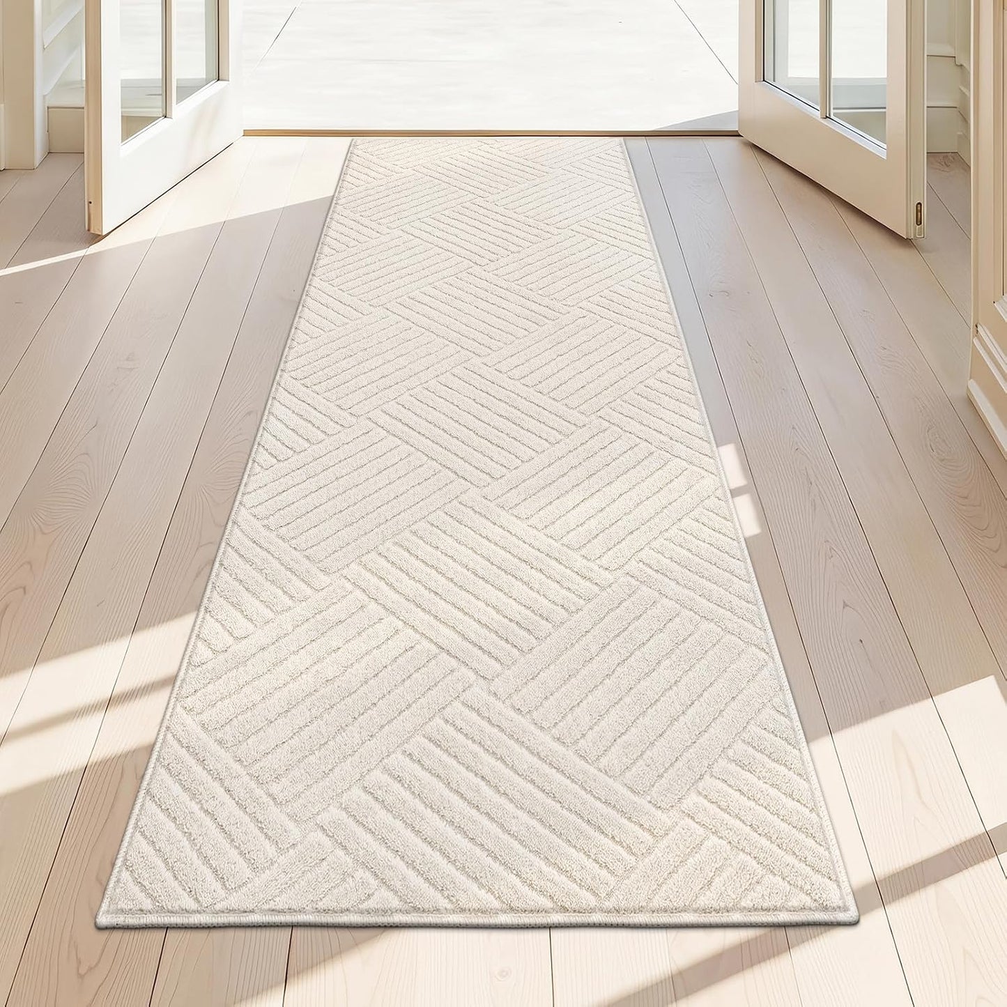 Vaukki Alfombra de pasillo de 2 x 6 pulgadas, suave y geométrica be...