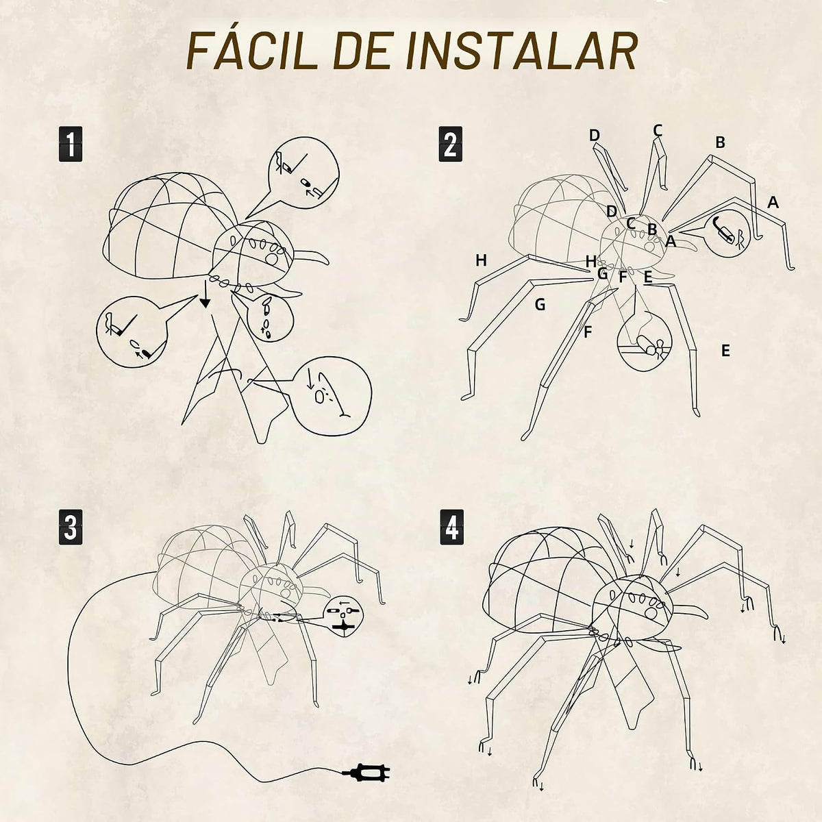 Araña gigante de 4.2 pies para decoración de Halloween al aire libr...