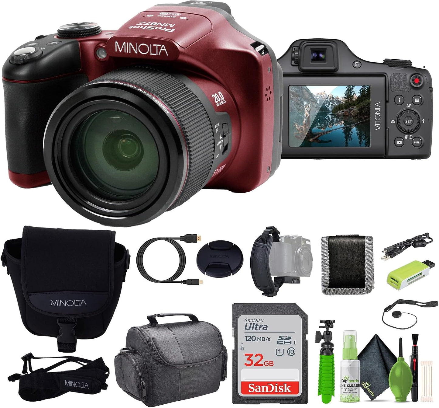 MINOLTA MN67Z - Cámara digital de puente FHD de 20 MP \/ 1080P con...
