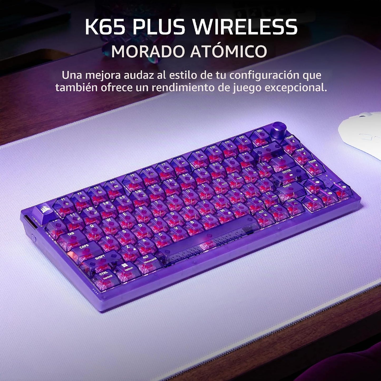 Corsair Teclado mecánico inalámbrico para juegos K65 Plus 75% RGB i...