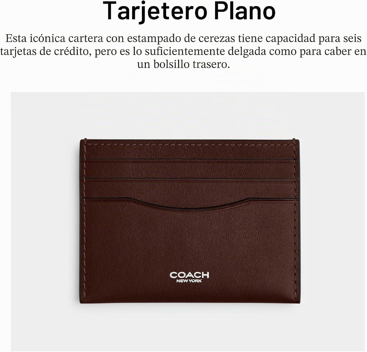 Coach Estuche plano para tarjetas en cuero de grano natural, Arce,...