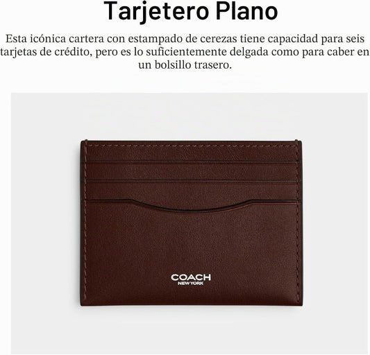 Coach Estuche plano para tarjetas en cuero de grano natural, Arce,...