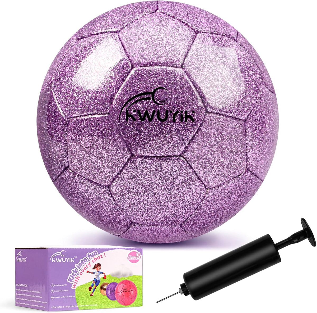 OKWUYiK Balón de fútbol de talla 3, 4, 5, con purpurina rosa, dorad...