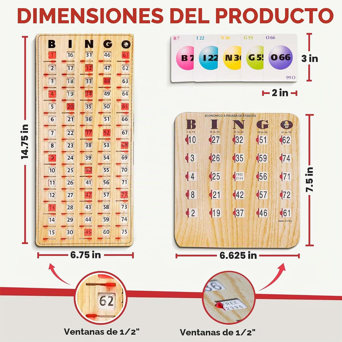 MR CHIPS Tarjetas de bingo a prueba de atascos con ventanas desliza...