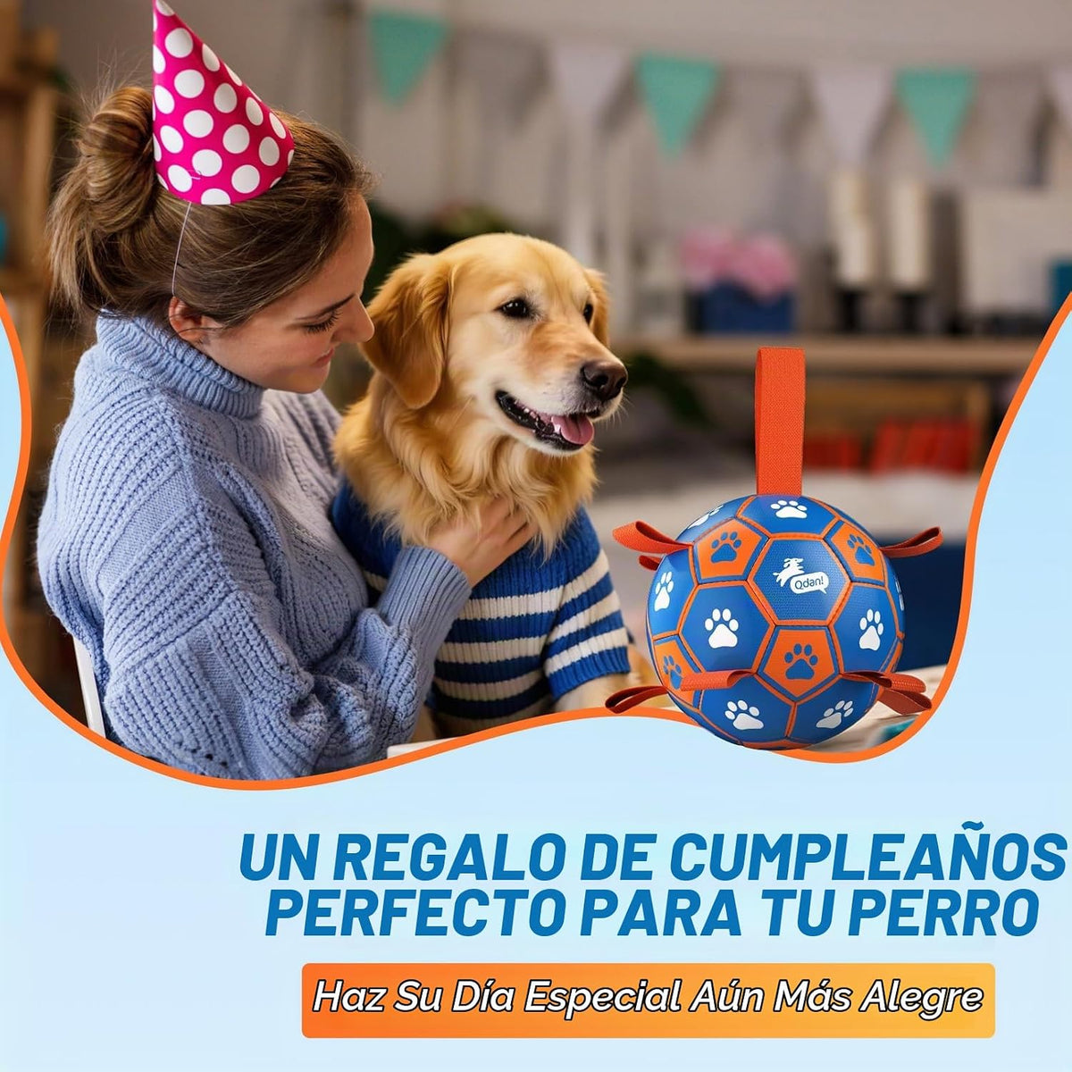 QDAN Juguetes de cuerdas para perros, pelota de fútbol con correas,...