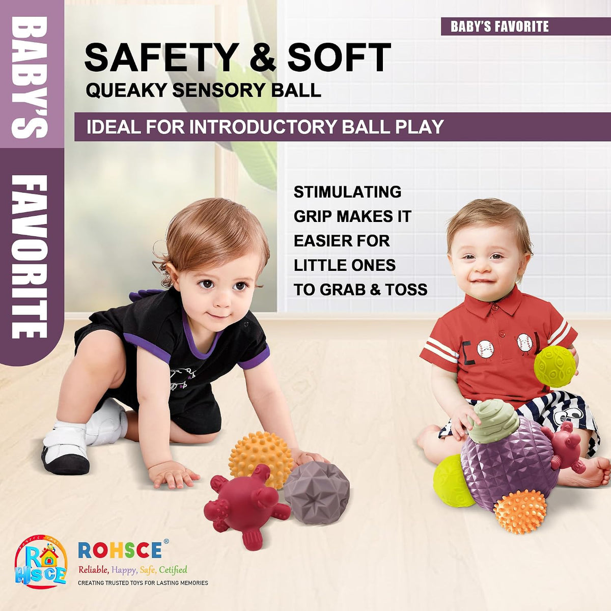 Bolas sensoriales ROHSCE para niños pequeños de 1 a 3 años, juguete...