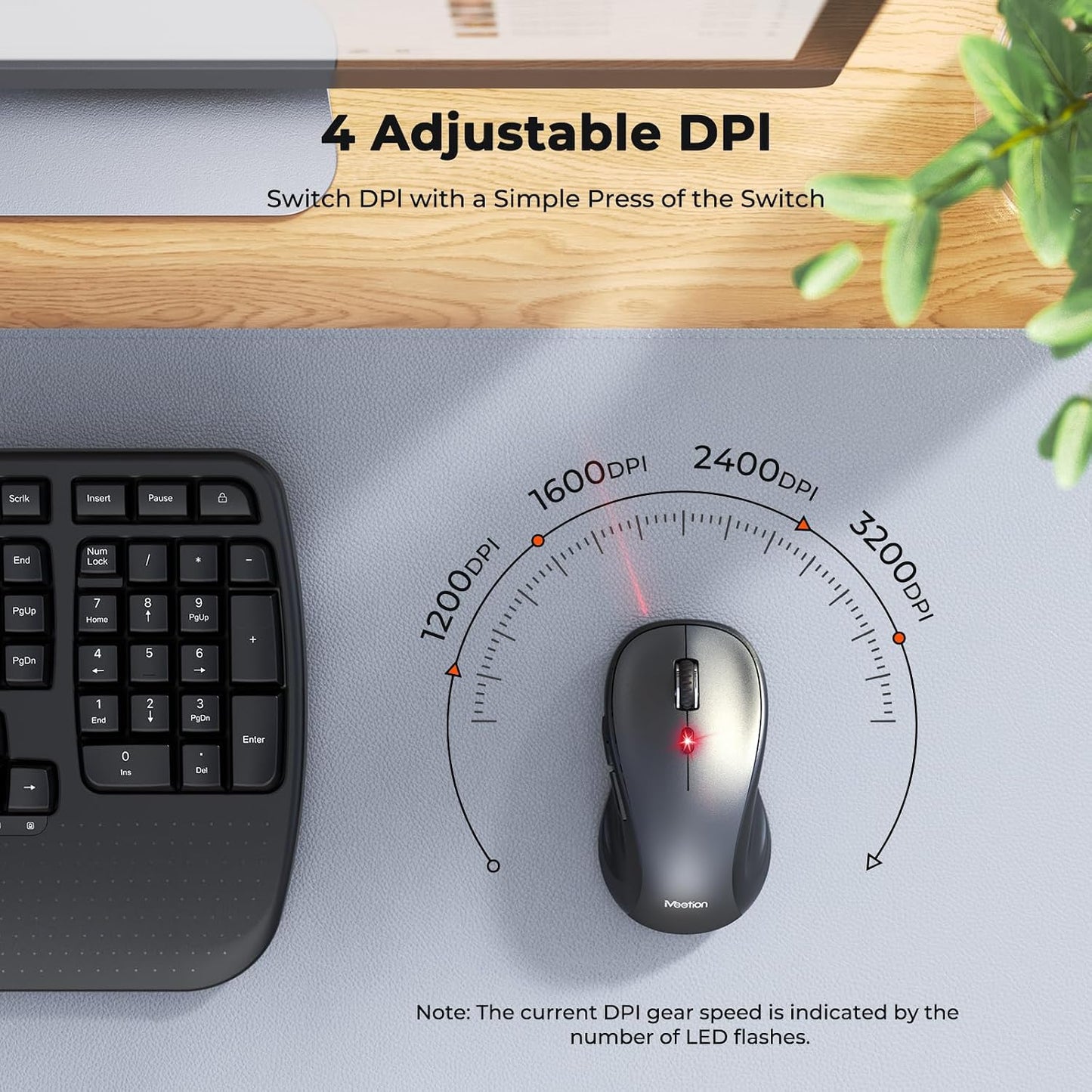 MEETION Combo ergonómico de teclado y mouse inalámbricos con teclas...