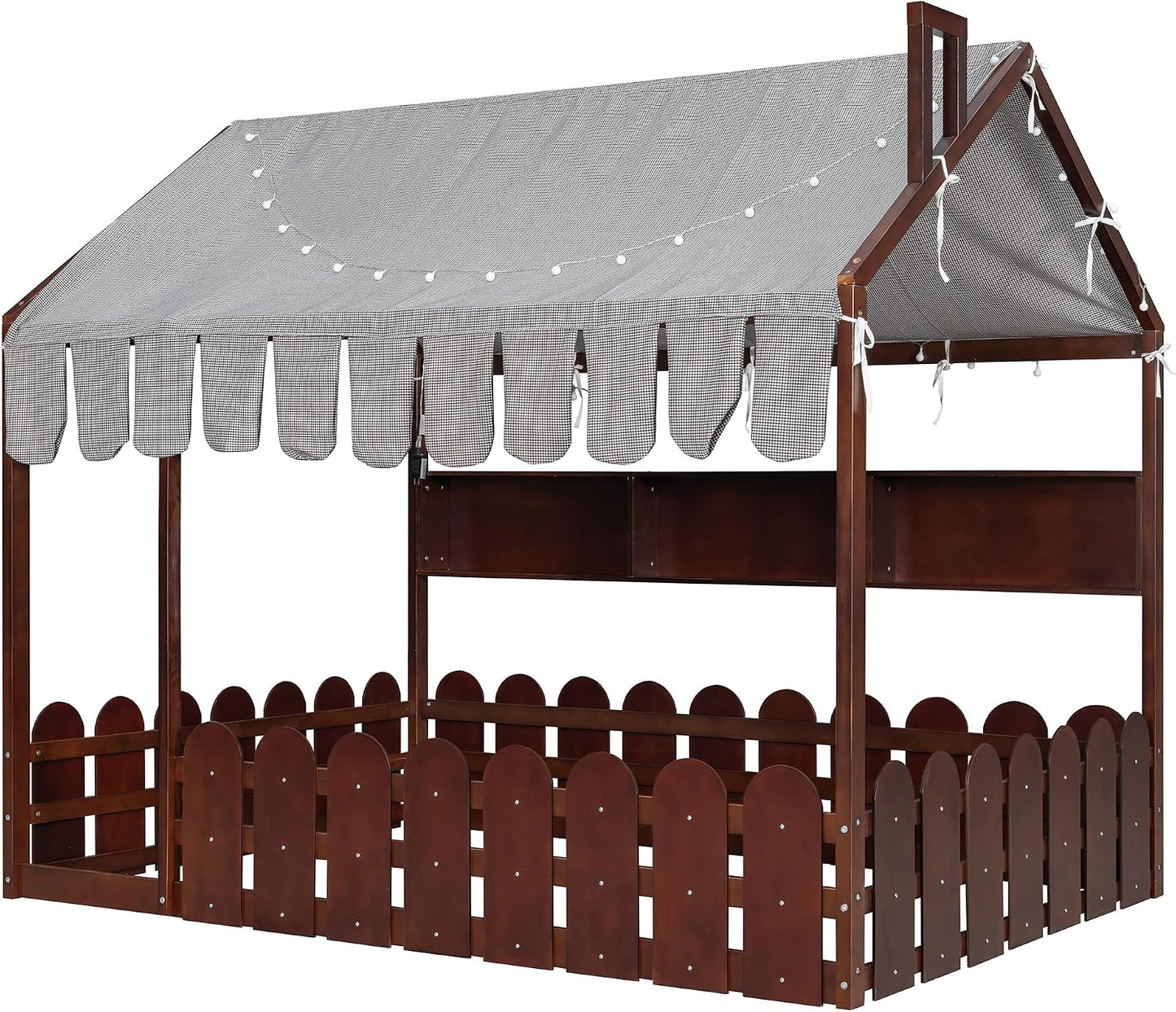 Bellemave Cama de piso de casa completa con riel para niños, camas...