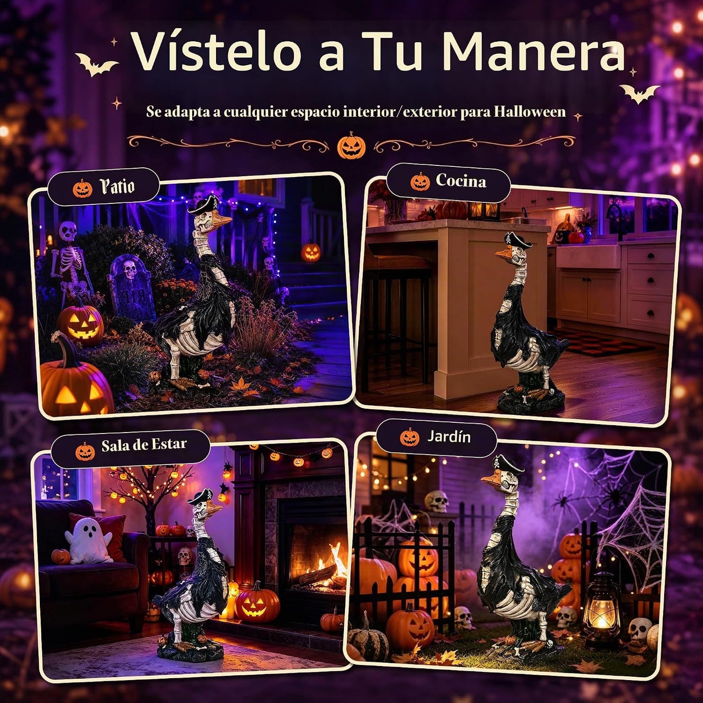 GIGALUMI Esqueleto de Halloween de 20.0 in, ganso de porche, decora...