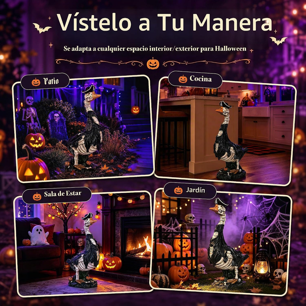 GIGALUMI Esqueleto de Halloween de 20.0 in, ganso de porche, decora...