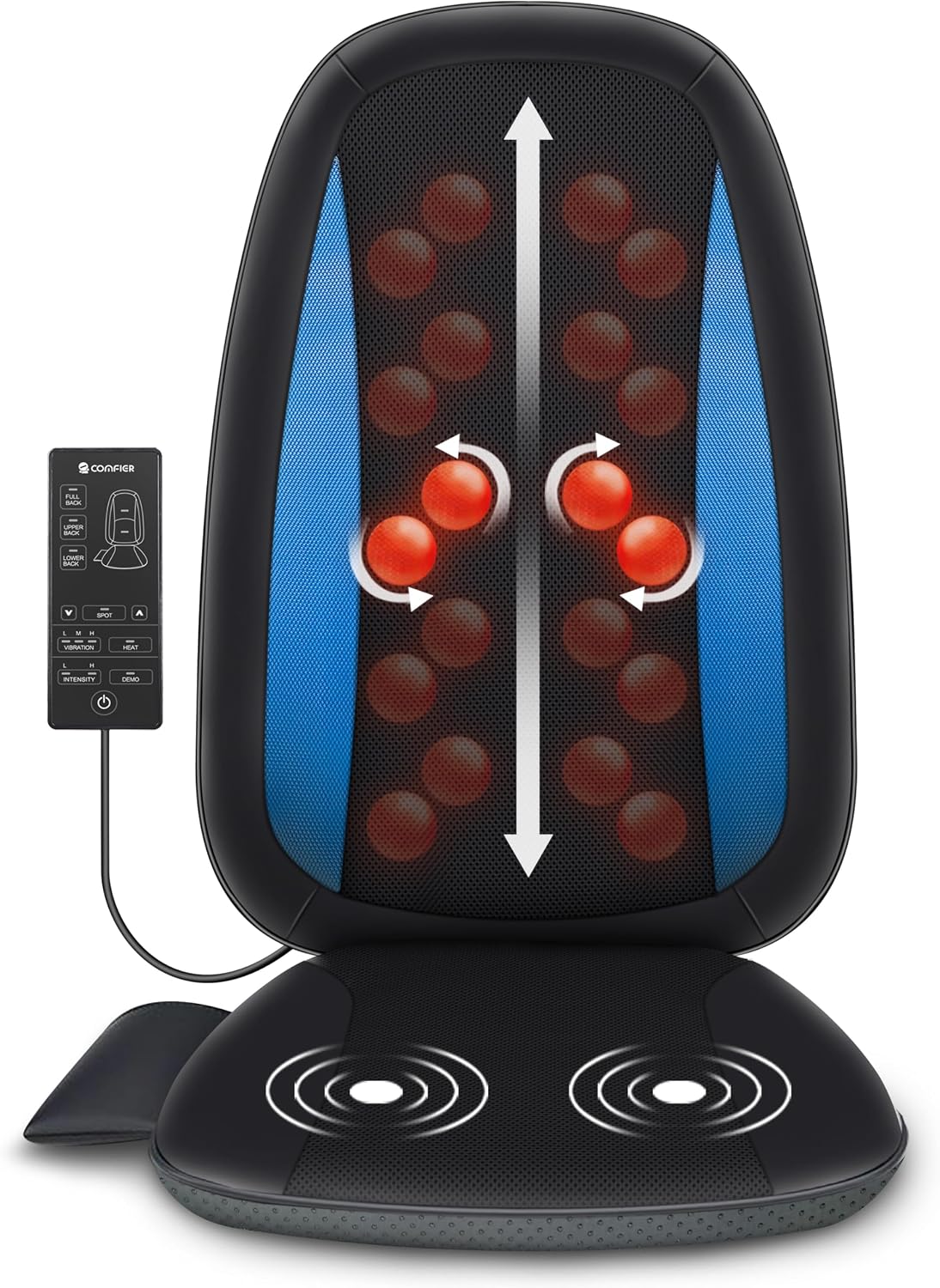 COMFIER - Masajeador de espalda Shiatsu con calor, almohadilla masa...