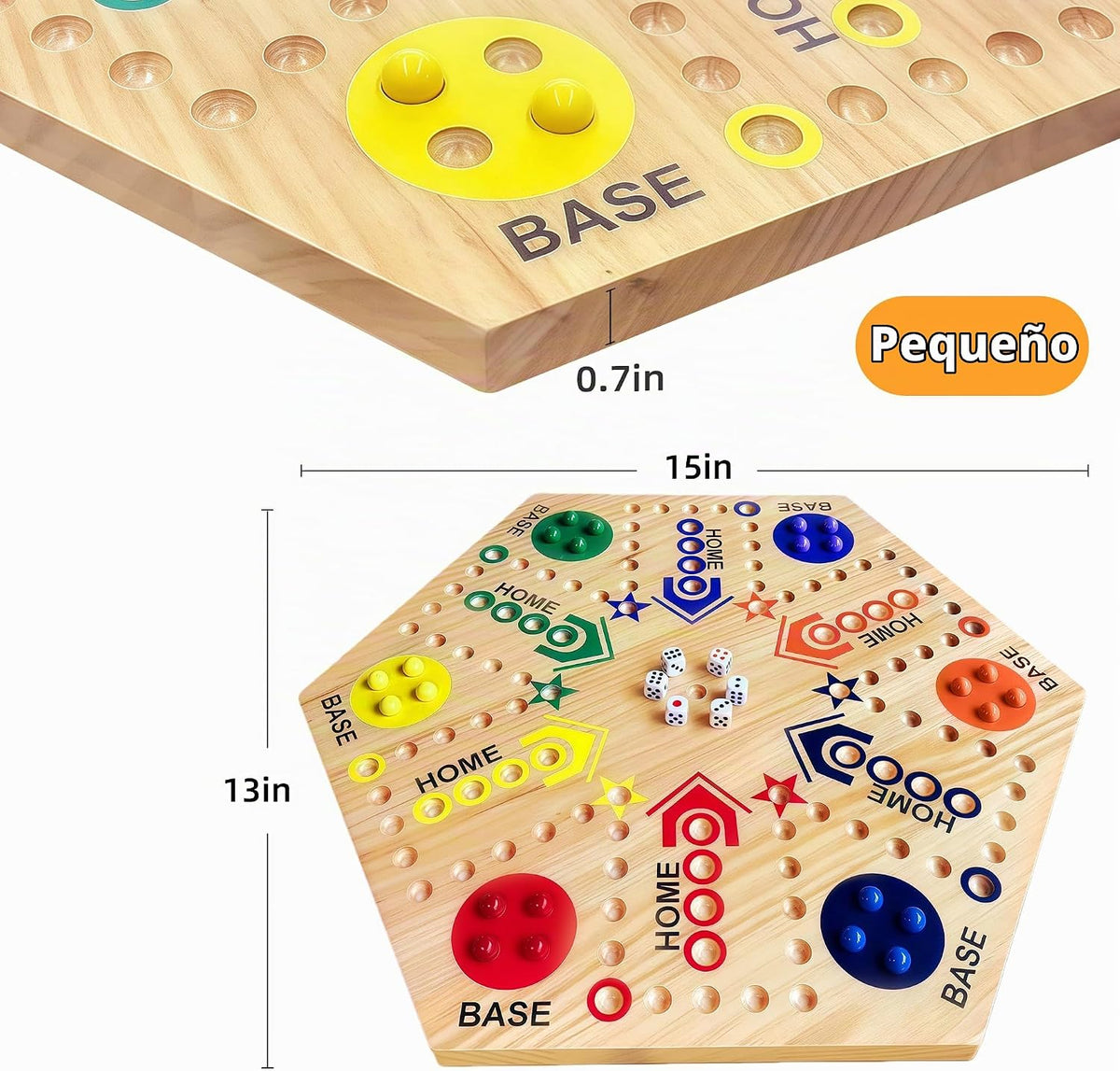 Juego de mesa de madera, juego de mármol original de doble cara 2-6...