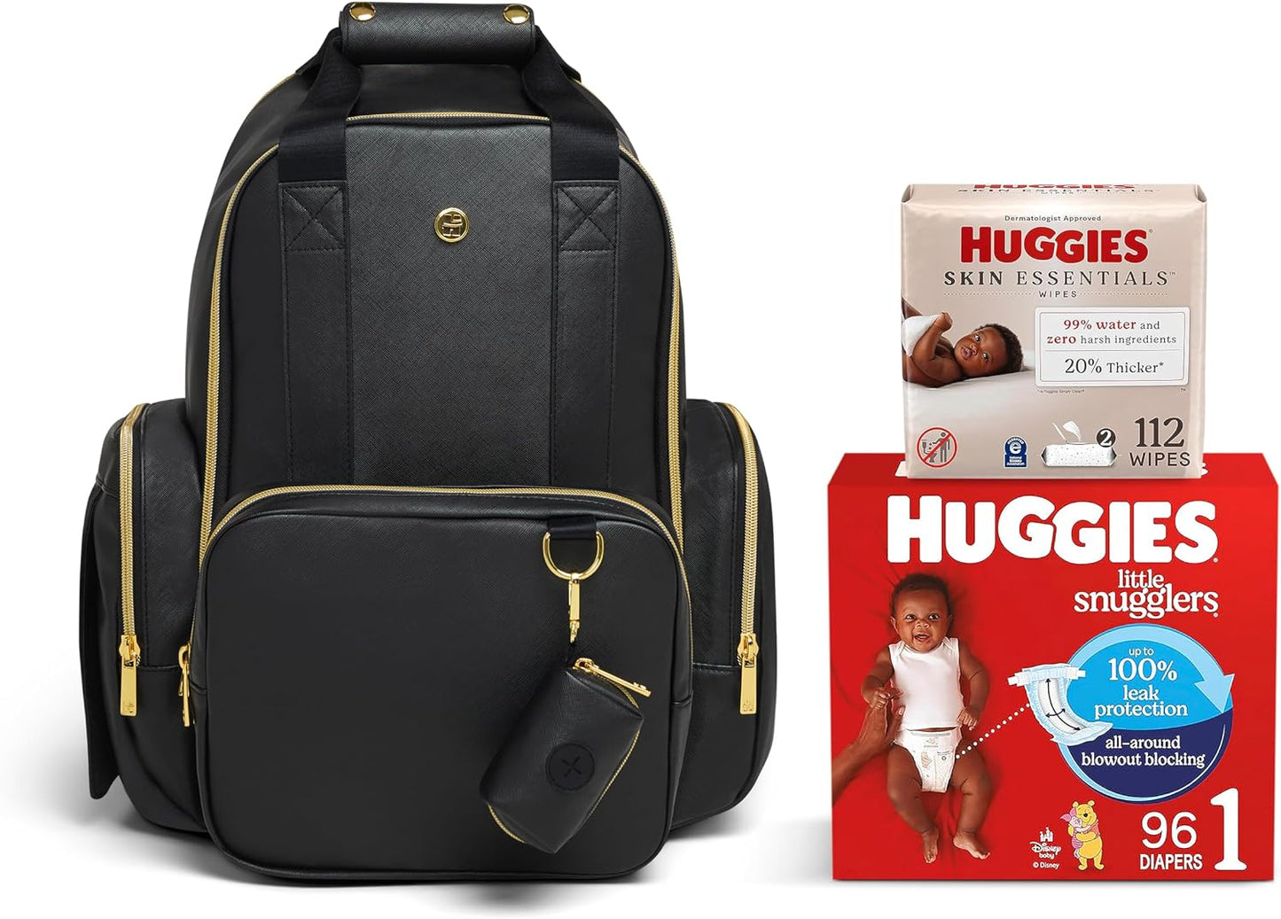 Paquete de bolsa de pañales Huggies + pañales para bebé Little Snug...