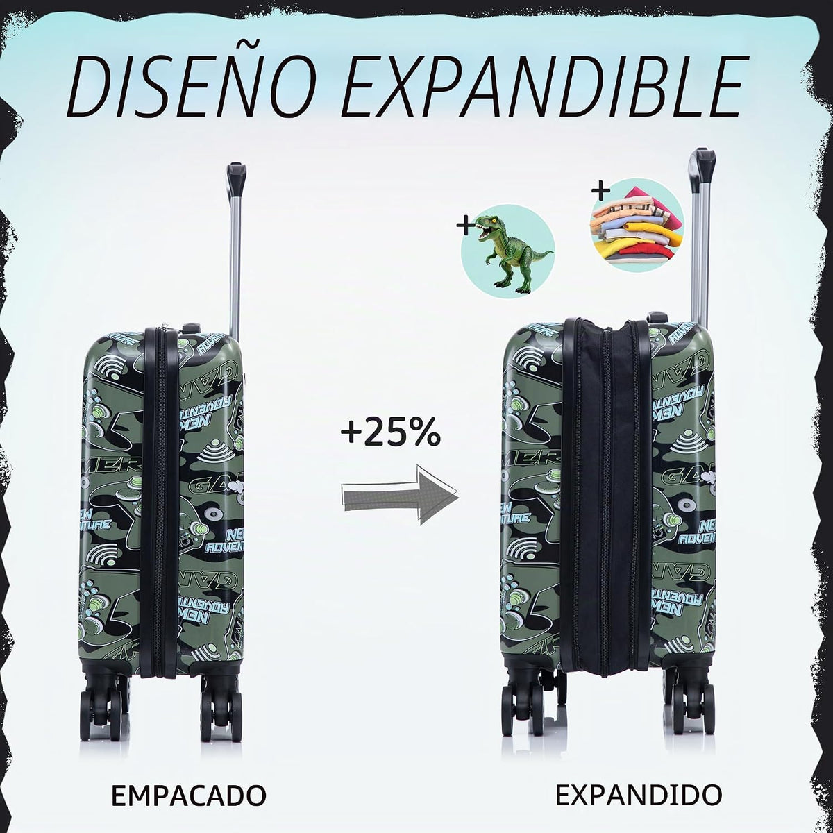 Juego de equipaje para niños de 16 pulgadas con ruedas giratorias,...