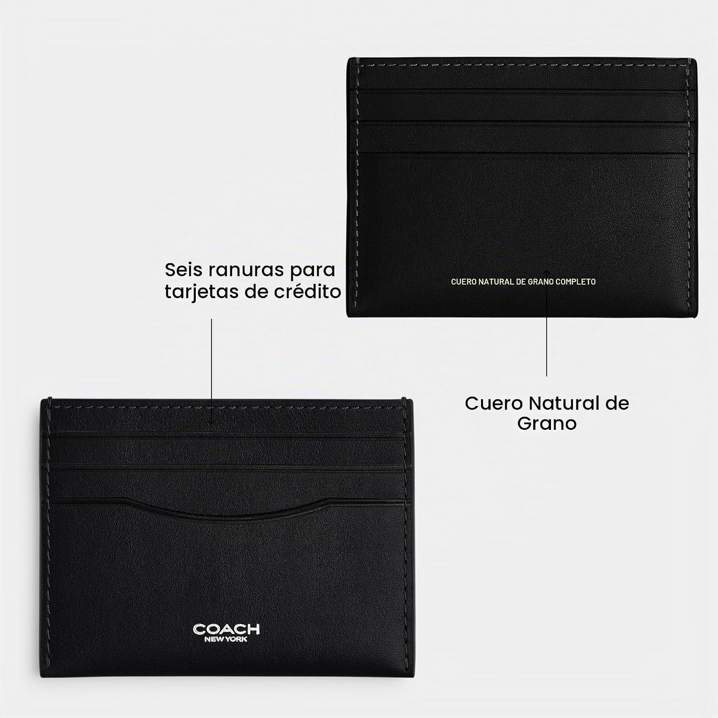 Bolso de mano Coach en cuero de grano natural, Negro, Talla única