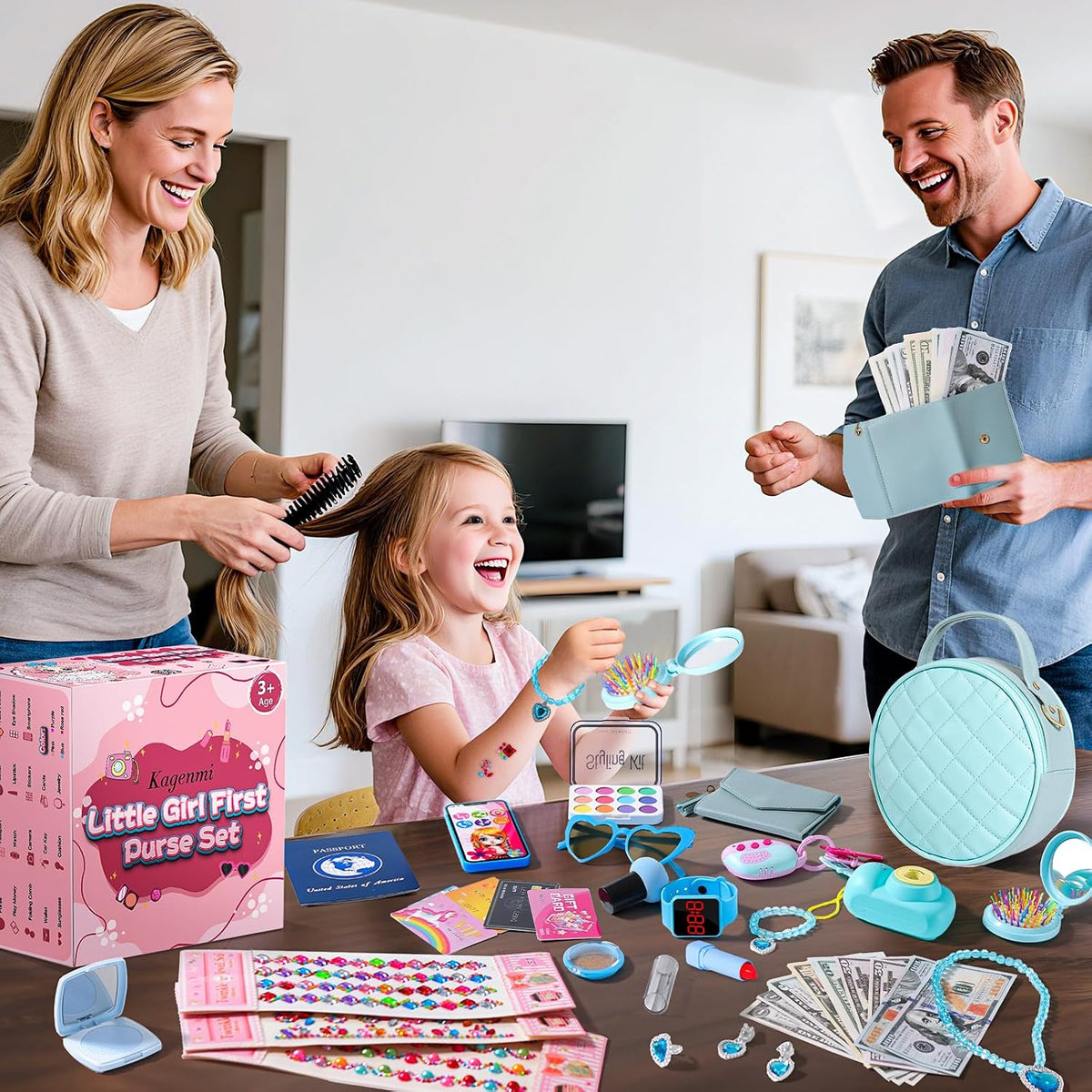 Kagenmi Bolsa de juego para niñas pequeñas, 39 piezas con maquillaj...