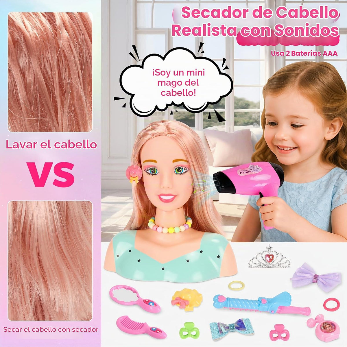 Ylpaprm 41 Piezas Cabeza de Peinado de Lujo Muñeca Cabeza de Peinad...