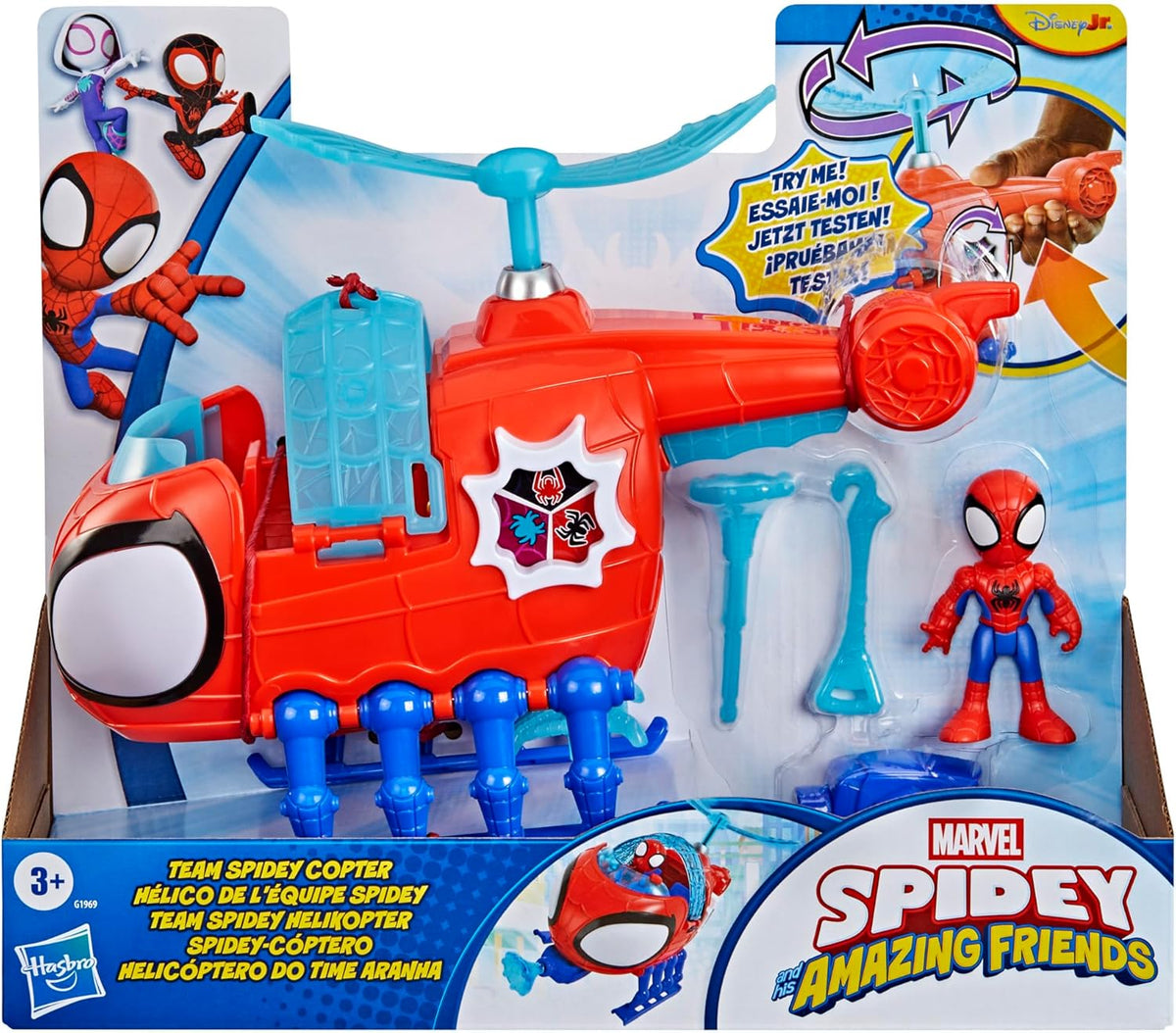 SPIDEY Y SUS INCREÍBLES AMIGOS Marvel Team Spidey Helicóptero, Figu...