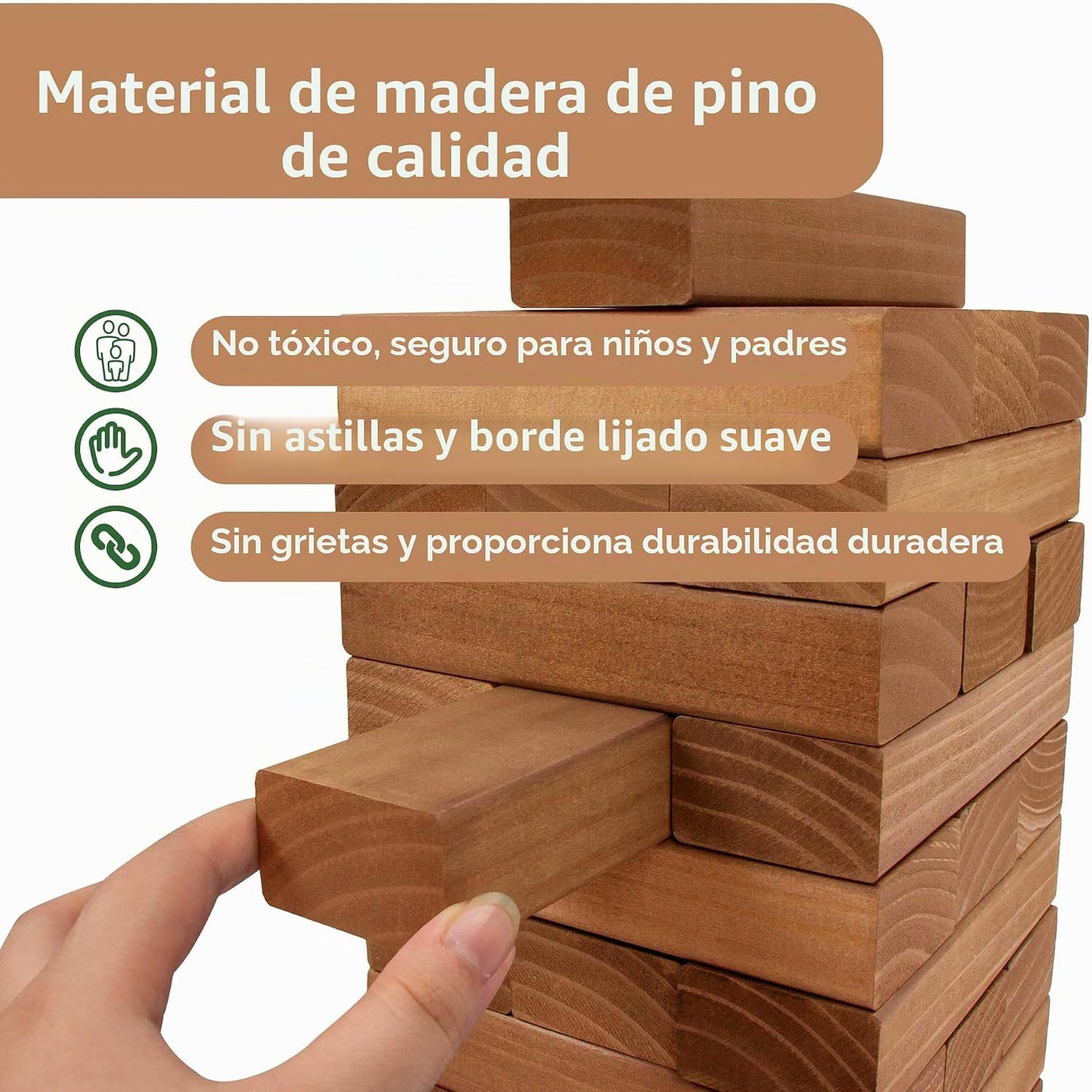 Juegoal Juego de bloques gigantes de torre de caída de 54 piezas, j...