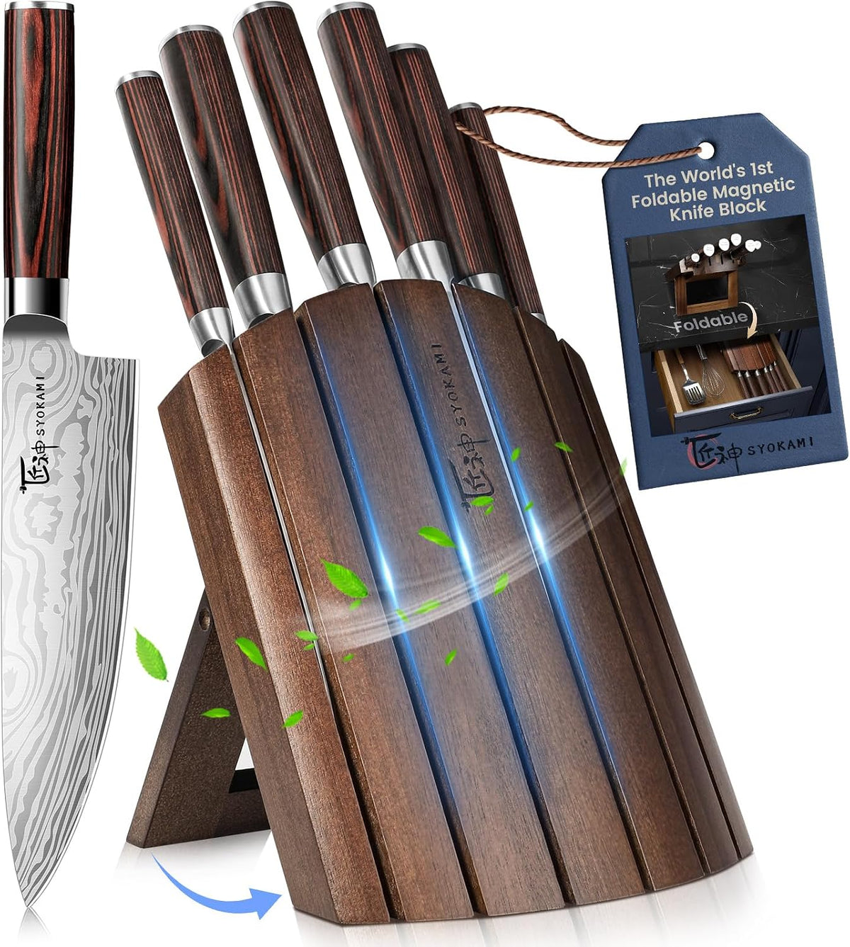 Juego de cuchillos SYOKAMI 7 piezas, juego de cuchillos de cocina e...