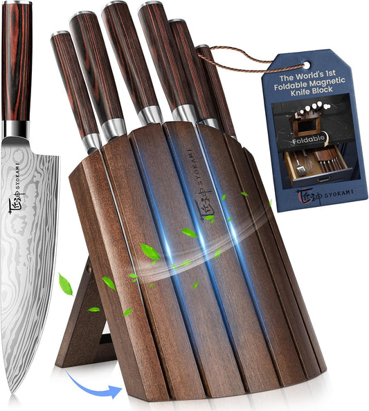 Juego de cuchillos SYOKAMI 7 piezas, juego de cuchillos de cocina e...
