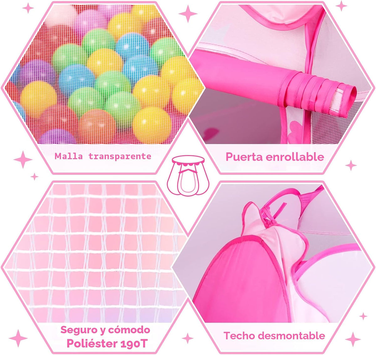 DISHIO Pozos de pelotas con 50 pelotas, carpas emergentes para niño...