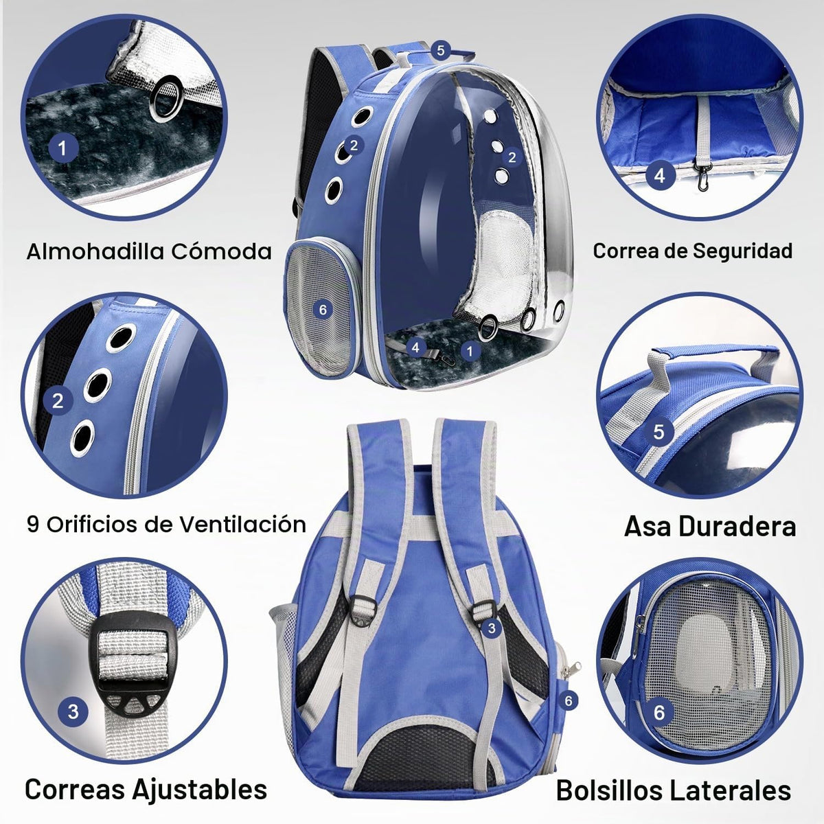 Mochila transportadora para gatos, transportador de mascotas con di...