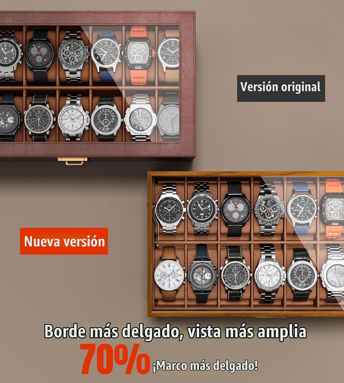 sensok Caja de reloj para hombre, marco ultrafino, pantalla ancha,...