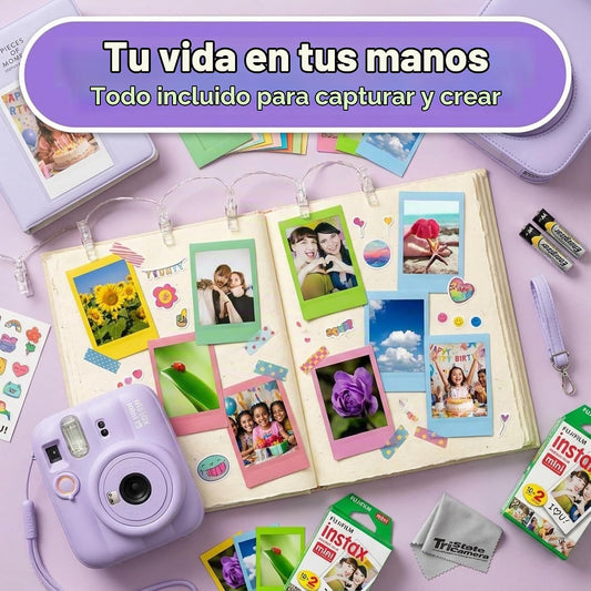 Cámara instantánea Fujifilm Instax Mini 13 morada con juego de pelí...