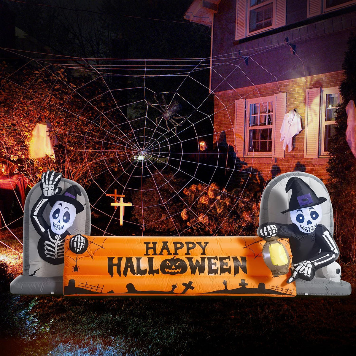 Decoración inflable grande de Halloween de 10 pies, pancarta de láp...