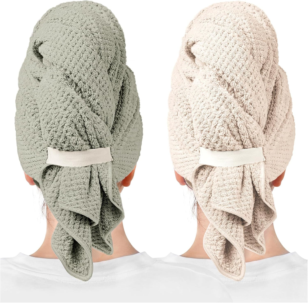ROLSHOL Paquete de 2 toallas grandes de microfibra para el cabello...