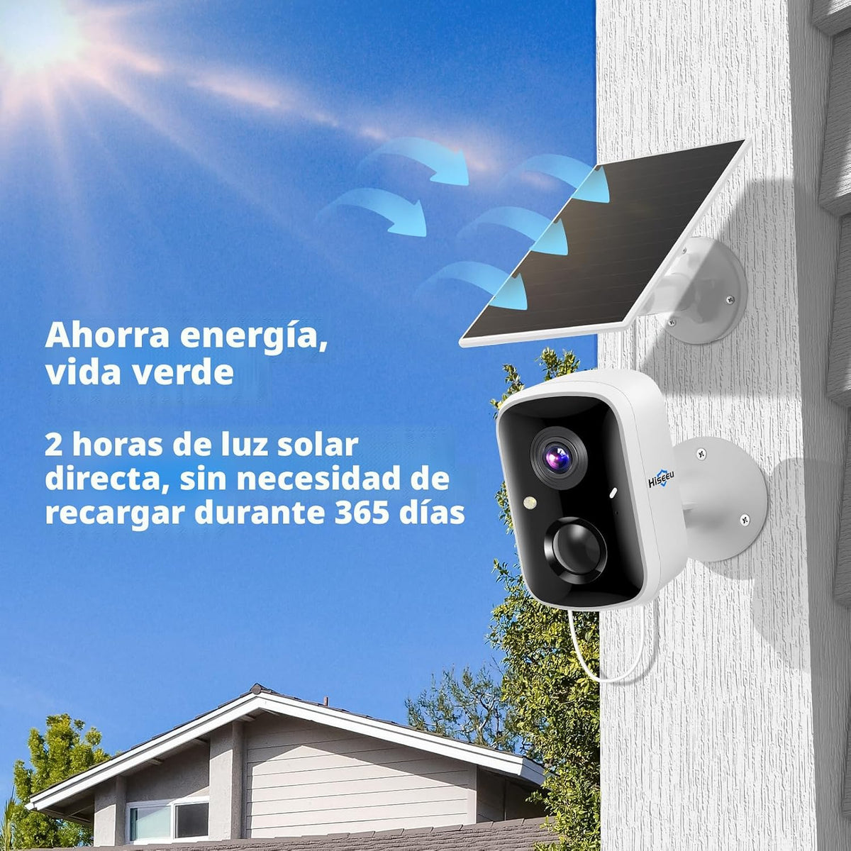 Hiseeu Cámaras de seguridad solar inalámbricas para exteriores, paq...