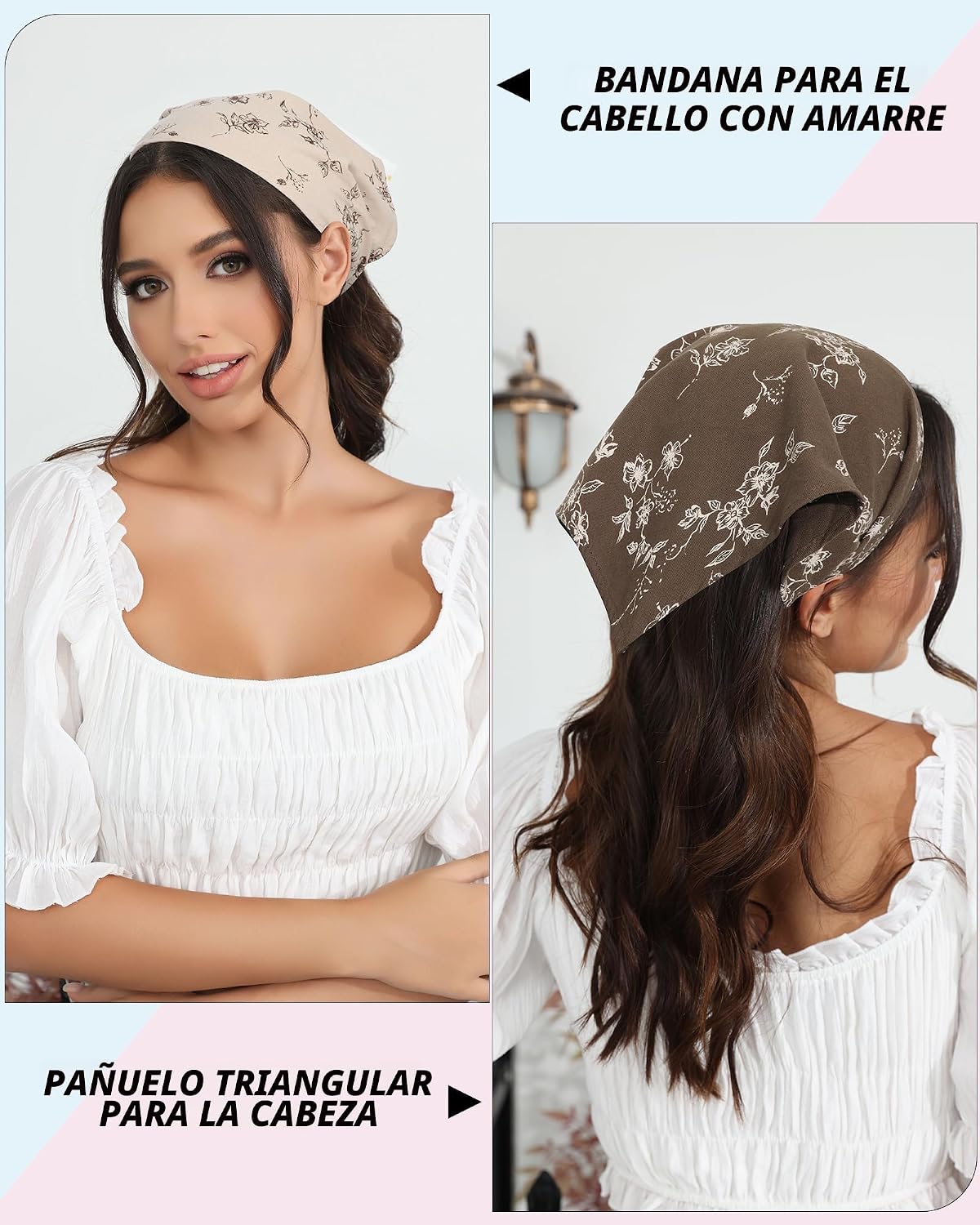 Molans Pañuelo de Cabello de Algodón Floral - 2 PIEZAS Pañuelos par...